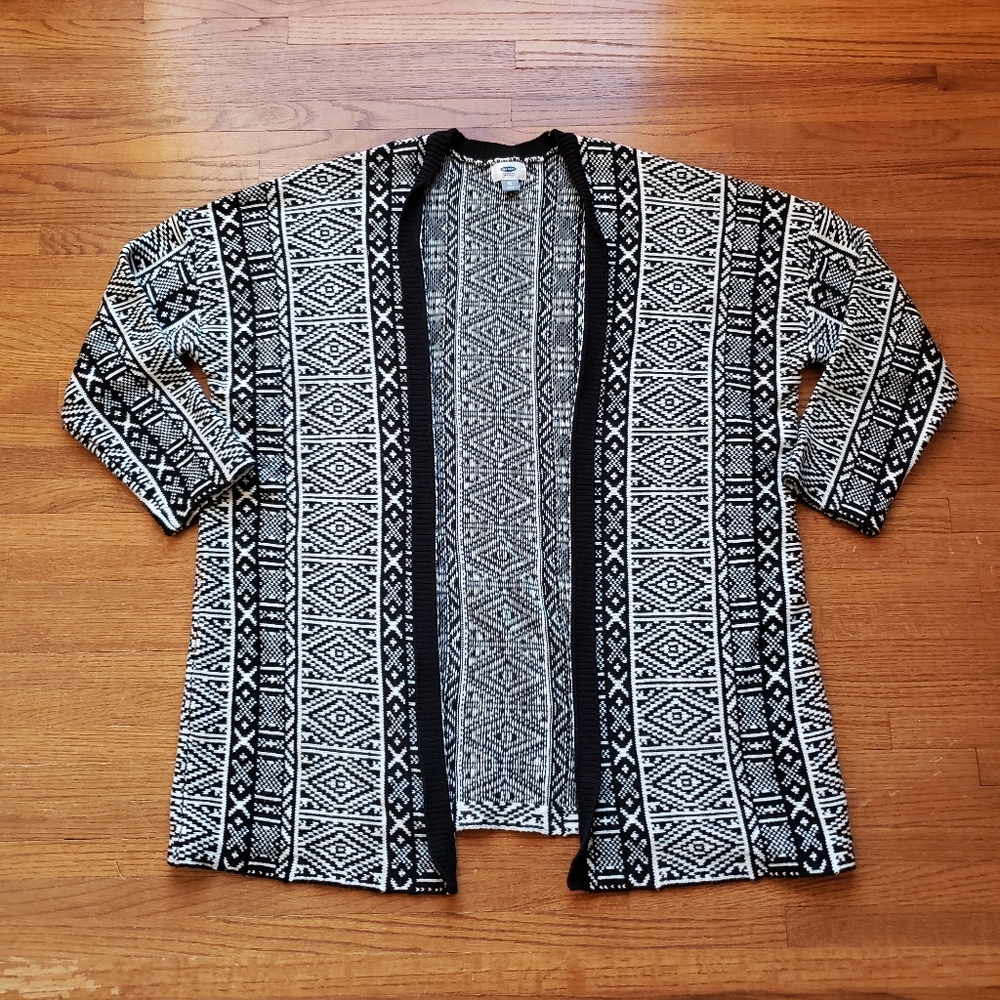 Old Navy | Long Open Front Patterned Cardigan Swe… - image 1